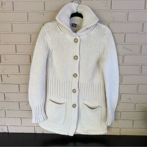 Women's White Sweater with Button Detail